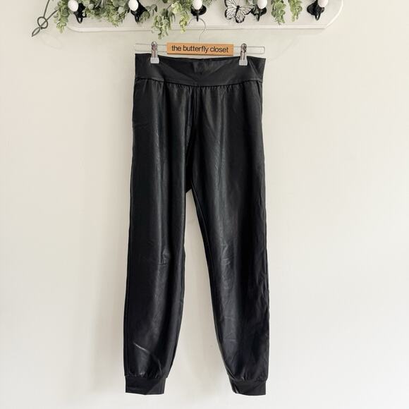 Commando Black Faux Leather Joggers Small 20-3133 - Picture 1 of 5